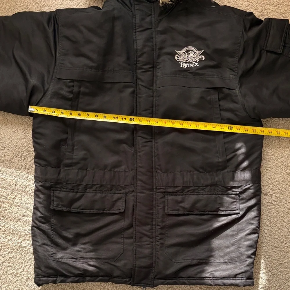 Avirex Black Puffer Coat with Faux Fur Hood - Picture 5 of 8